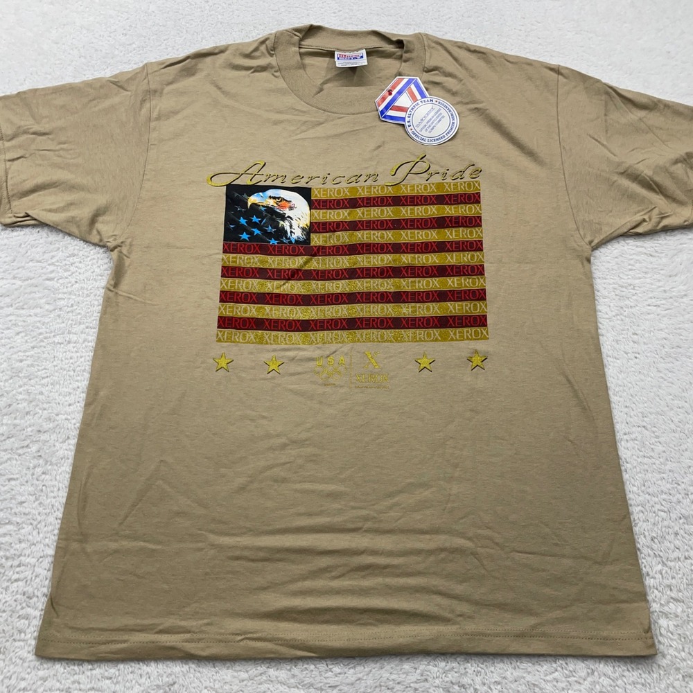 Vintage Hanes Beefy T Shirt Mens Large American Pride Xerox NWT Olympics